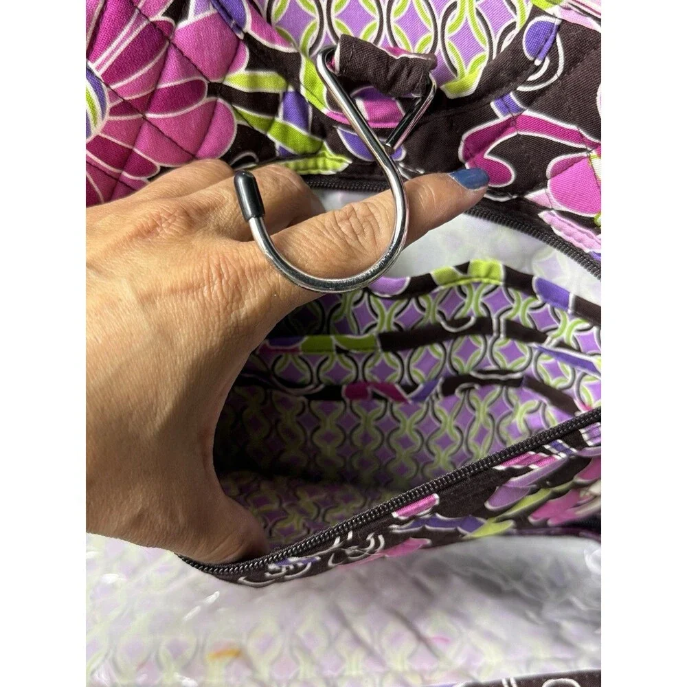 Vera Bradley Hanging Organizer Travel Toiletry Bag Floral Print Purple Green EUC